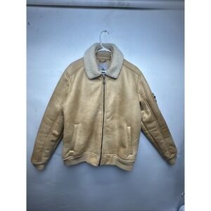 Rainforest Faux Shearling Lined Leather Aviator Jacket Vintage Pine Men's Size M